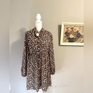 Kirundo Long Sleeve 🌹 Rose Pattern Floral Dress (Large)